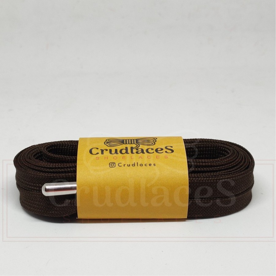 Tali Sepatu Flat/Gepeng Polyester Warna Coklat 2 LAPIS-Shoelace Flat - Aglets Metal - Crudlaces