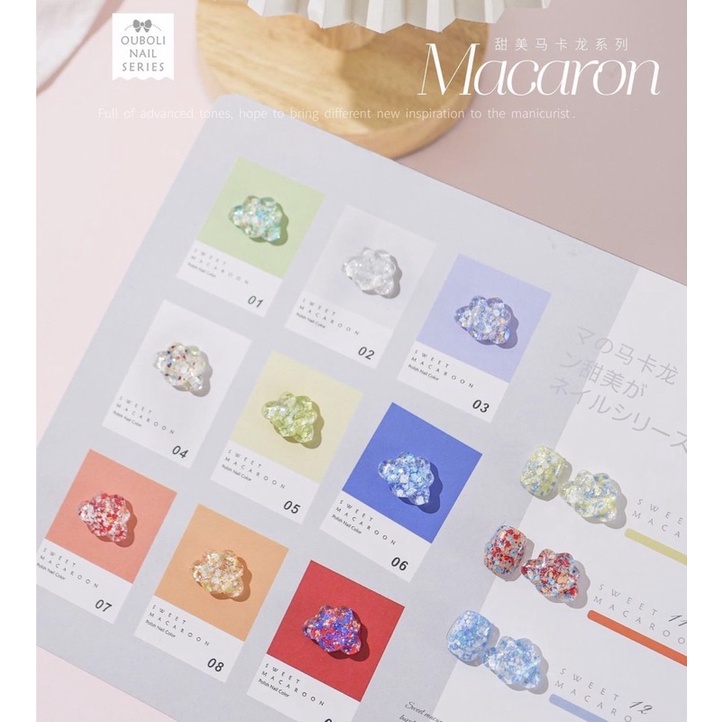 OUBOLI SWEET MACAROON SERIES ISI 12 WARNA NAIL GEL IN JAR POT KUTEK GEL POLISH SET ORIGINAL