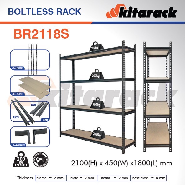 BR2118S KITARACK BOLTLESS RACK 2100 x 450 x 1800MM