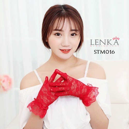 [ORDER SEKARANG] WEDDING GLOVES AKSESORIS WANITA PESTA PERNIKAHAN MERAH STM016