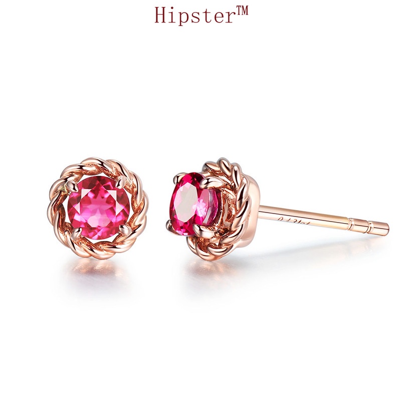 Hot Sale Simple Fashion Classic Red Crystal Rose Stud Earrings