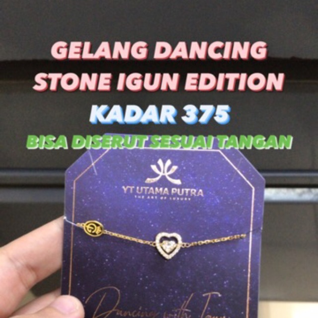 gelang wanita fashion kadar 375 dancing stone igun