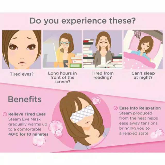 1PCS MegRhythm Steam Eye Mask Masker Mata Jepang Scent Neko Daruma / Lavender / Rose / Chamomile Kao