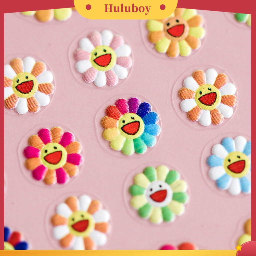 Huluboy Huluboy♡ Stiker Kuku Bentuk Bunga Matahari 3D Dengan Lem Belakang Untuk Manicure