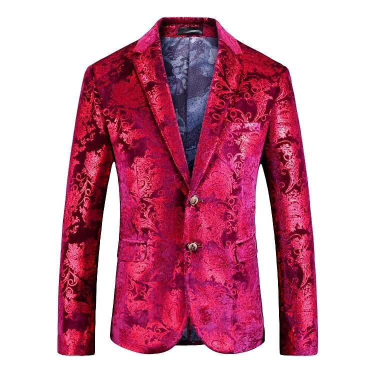 Steve.co* BLAZER Pria / Jas Pria / Jas MC Pria Motif Baroque Merah SLIM FIT