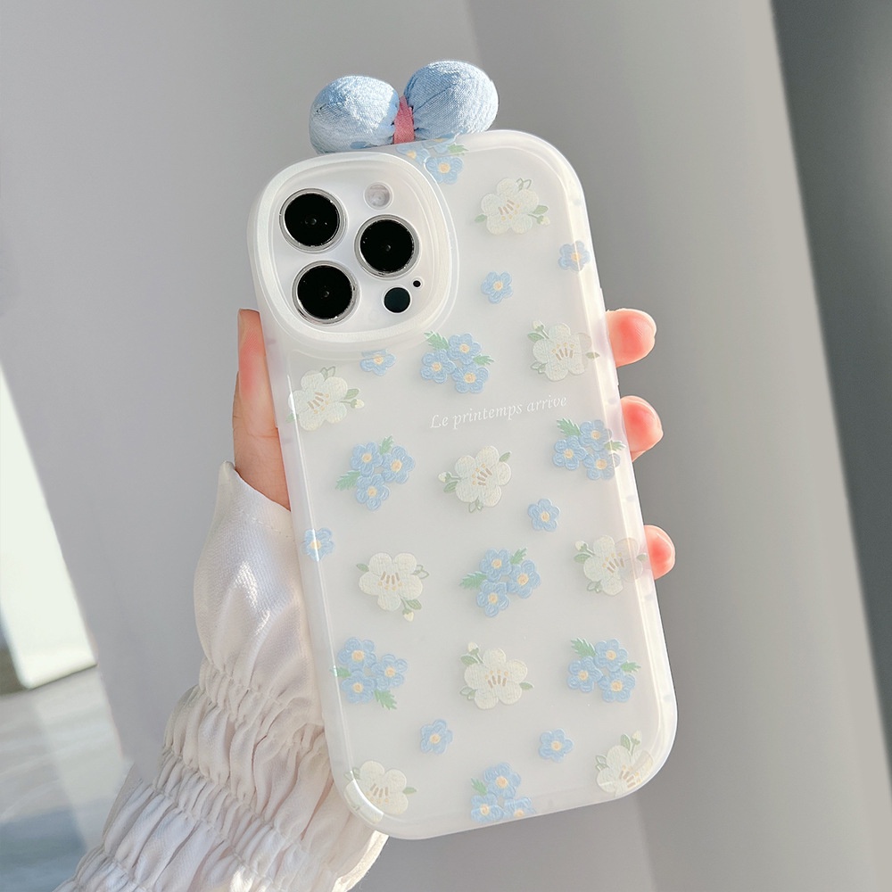 Soft Case Motif Bunga Biru Muda 3D Untuk Iphone 7 8 PLUS X XR XS 11 12 13 14 MINI PRO MAX SE 2020