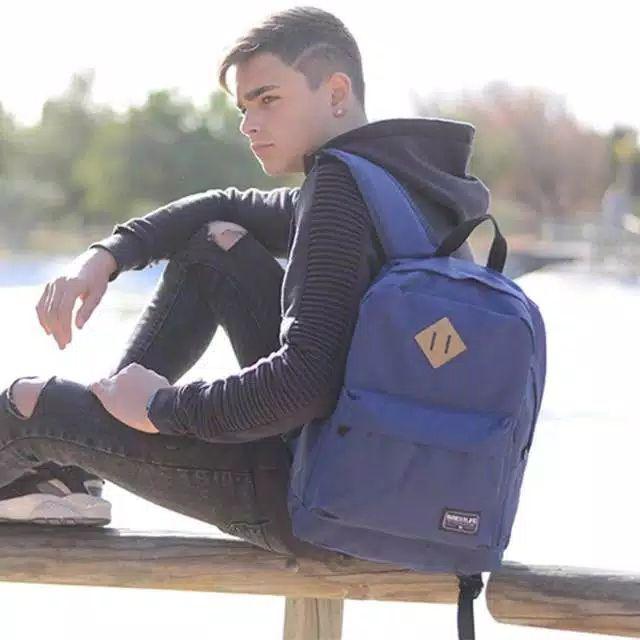 Backpack style tas sekolah ransel clasic-Navy