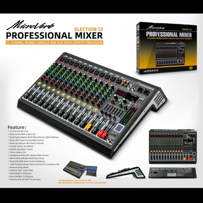 MIXER AUDIO MICROVERB ELECTION12/ELECTION 12 12CH USB-BLUETOOTH ORI