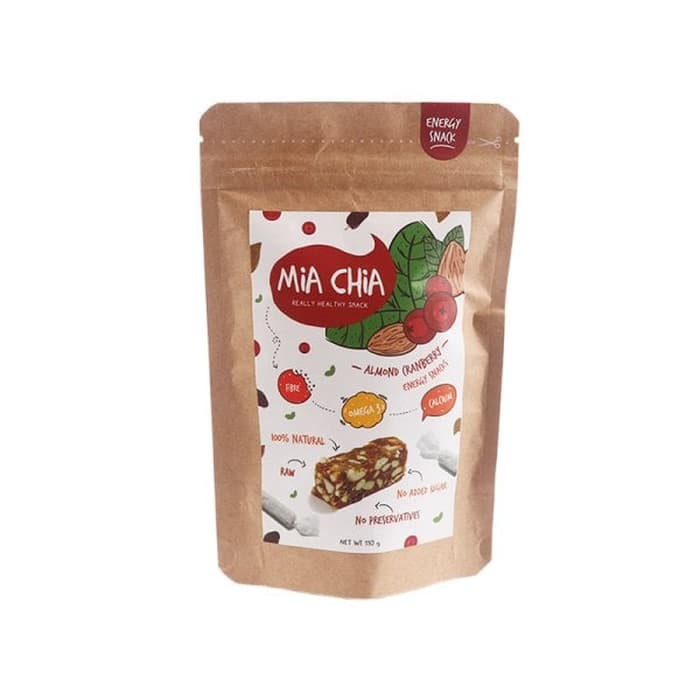 

Mia Chia Almond Cranberry Candy Bar - Snack Sehat - 110 Gr