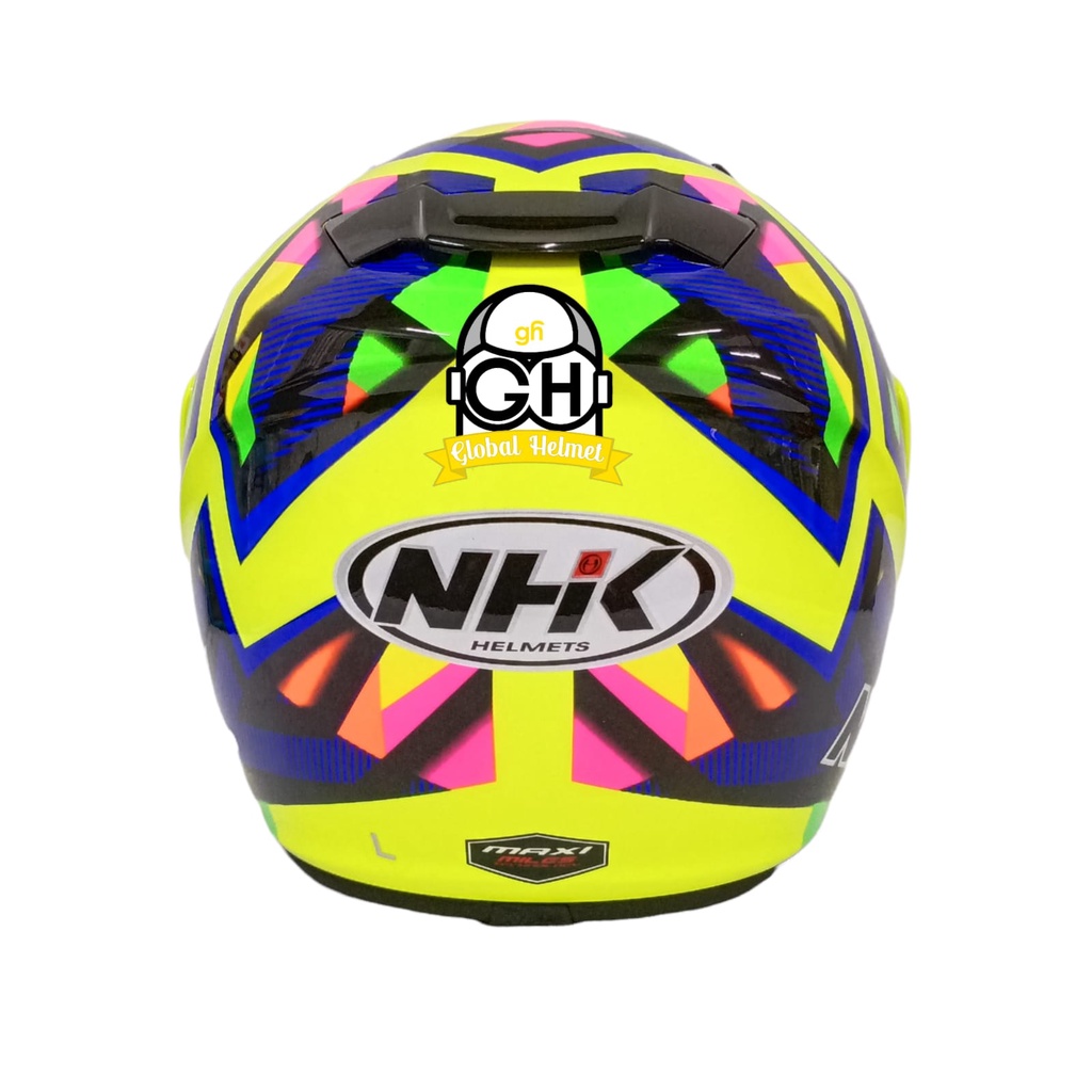 Helm NHK R7 Aurora Yellow Flo Half Face Single Visor Rainbow - Helem Motor SNI DOT Touring Dewasa Pria Wanita Cewek Cowok Helmet Keren Terbaru Original