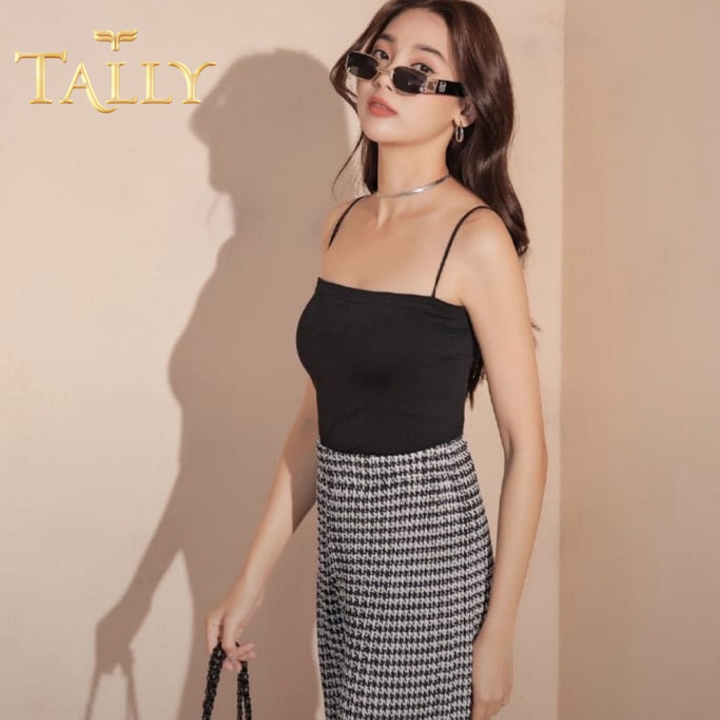 TALLY Singlet Wanita Rajut Fit to L - XL Crop Tanktop Ada Cup Tipis Fashion Bralette KB 1806-1