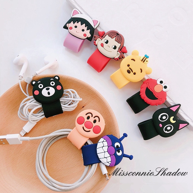 Cartoon USB Cable Bobbin Winder Data Line Protector Earphone Wire Cord Organizer Management Fastener