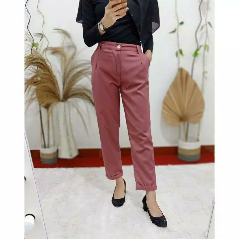 Celana Baggy Pant Super Jumbo XXL, 4L, 5L, 6L, 8L Chino Stret Resleting Cream Moca Capucino Hitam