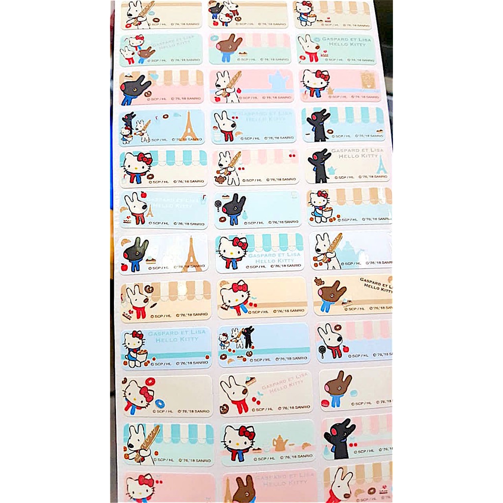

Label nama stiker waterproof Premium Hello Kitty in Paris Ori