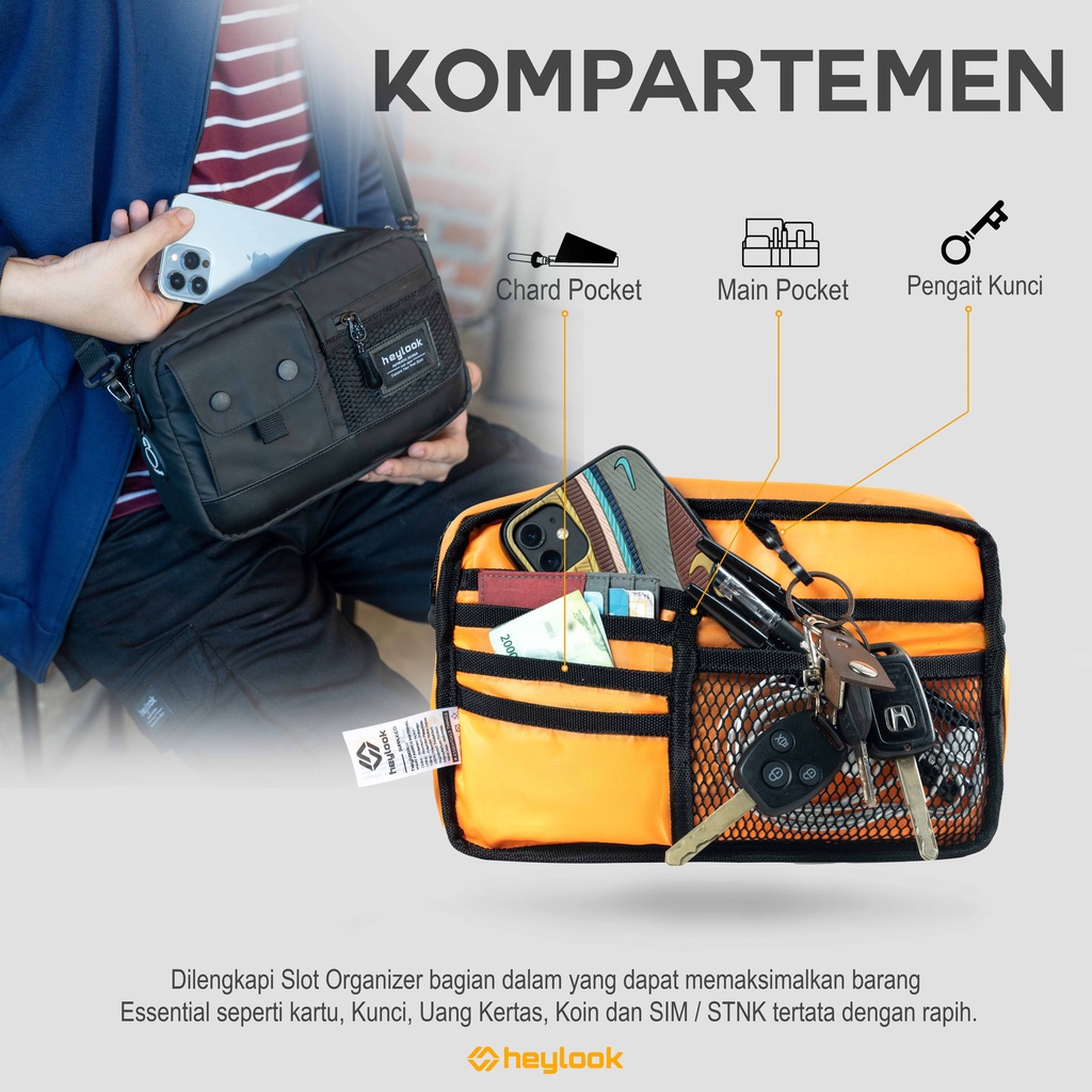 HEYLOOK Project - Sling Bag AXTON Multyfungsi 3 in 1 Hand Bag Kulit Anti-Air Tas Selempang Waterproof  Clutch Bag Pria Wanita WaistBag Pouch Bag Waist Bag Cowok