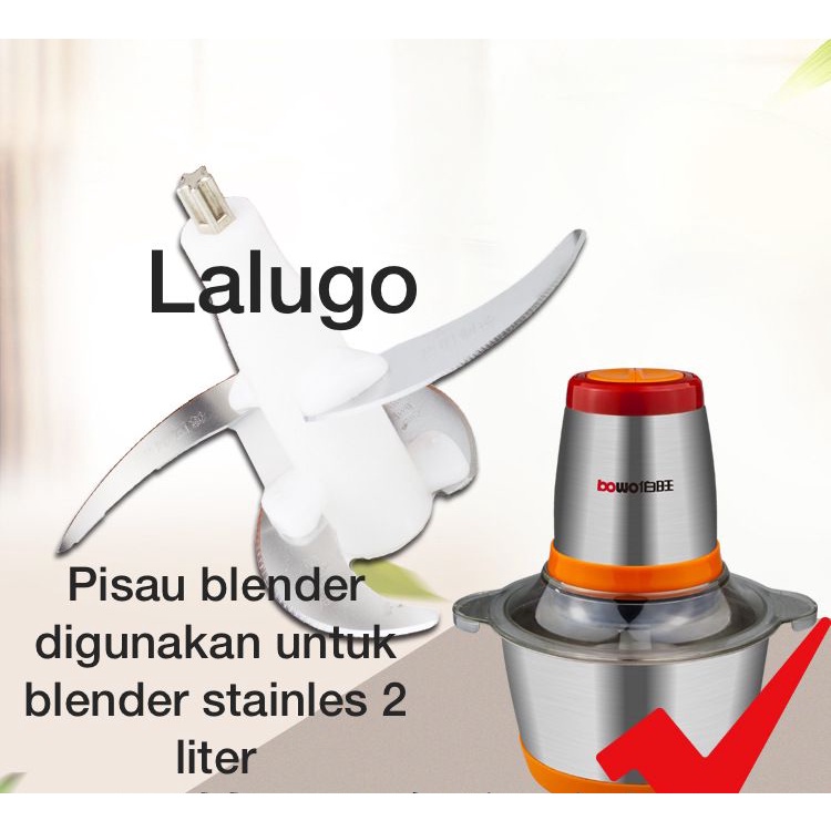 LALUGO Pisau blender daging Pisau chopper Hand Pisau Blender Press 2L Baja tahan karat Serbaguna Multifungsi