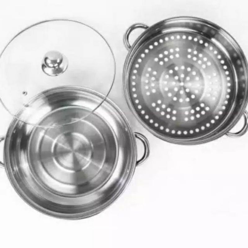 Panci Kukus 2 susun 28 cm Steamer Stainless Steel Steamer