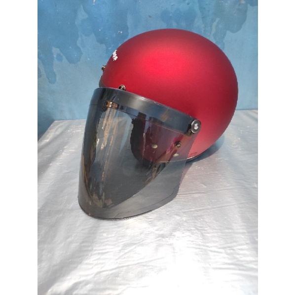 Kaca helm flat visor helm retro Bogo kaca datar iridium silver