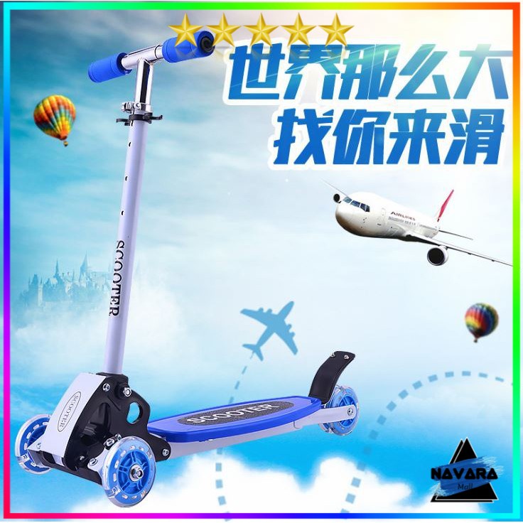 Scooter Otoped Skuter Otopet Mainan Anak 4 Roda - QZ-001 - Blue