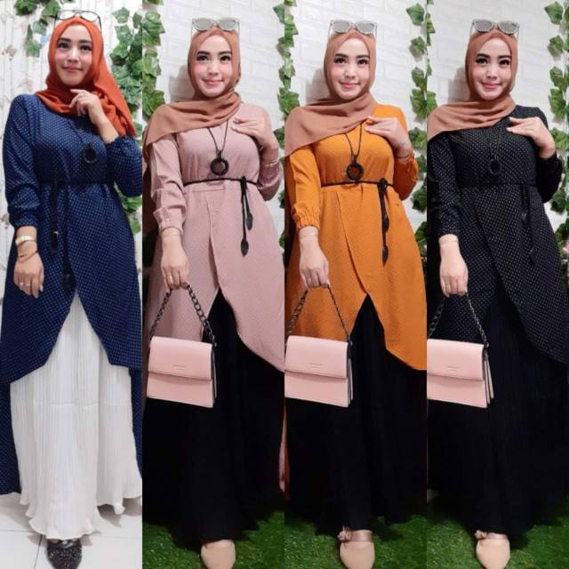 Qf gamis wollpis bawa nya plisket