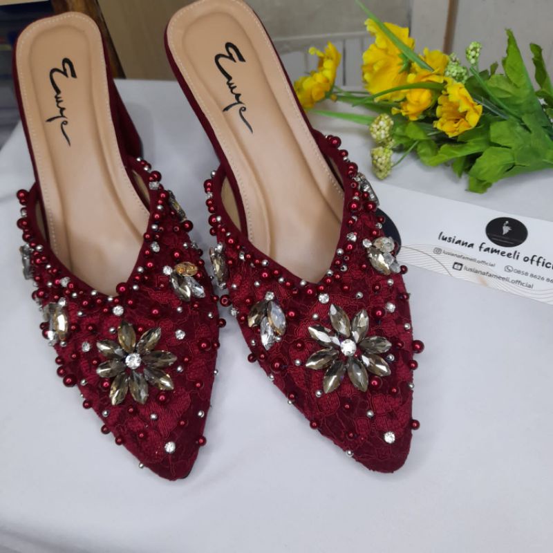 LEE_YUJIN  I heels Sepatu payet  pengantin wanita wedding shoes sepatu kondangan acara formal sepatu wisuda lamaran-0