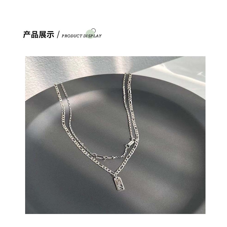 Jepang dan Korea gaya double-layer square liontin kalung untuk wanita in Trendi temperamental, seder