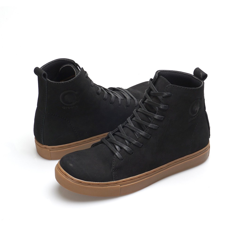 MAGNUS BLACK (Kulit Asli) - Sepatu Boots Pria Kasual Kulit Klasik Vintage Sporty Casual Cowok - Boot Kulit