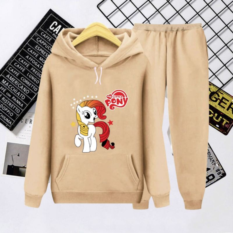 SETELAN HOODIE ANAK MODEL KEKINIAN LITTLE PONY/SETELAN CELANA PANJANG KUDA PONY/UMUR 3-16 TAHUN