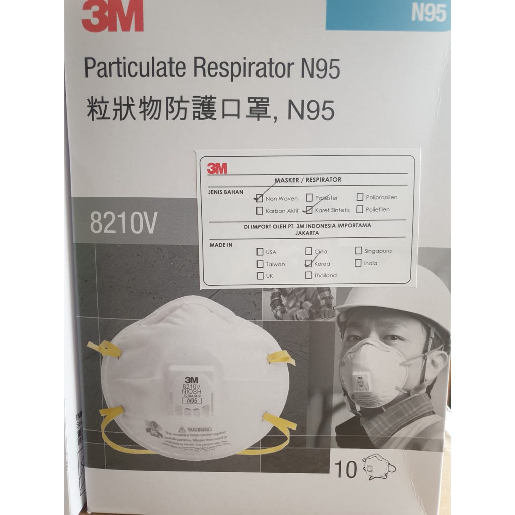 Marker N95 8210V / 3M Particulate Respirator 8210V N95 / Made in Korea / EXP 2025