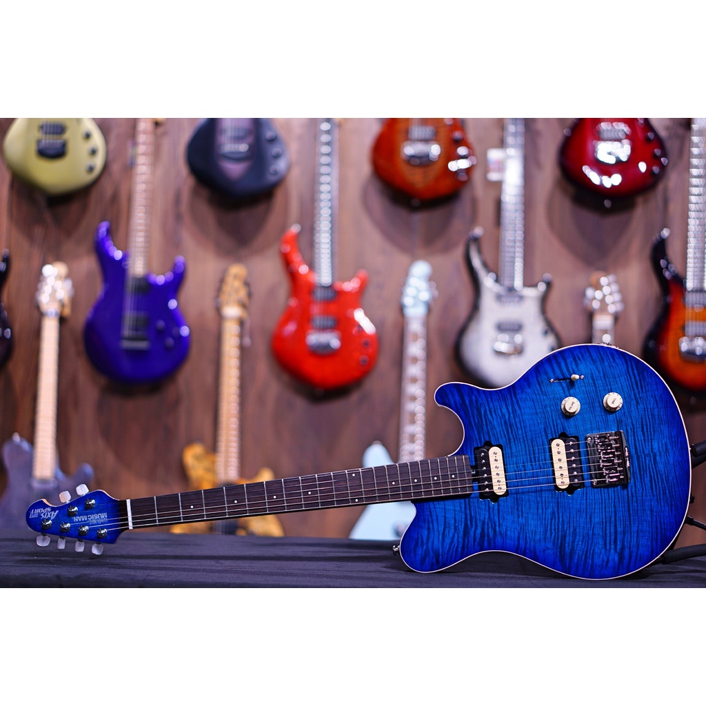 Ernie Ball Music Man Axis Super Sport HH STD - Balboa Blue Flame - Rosewood Matching Headstock G95058