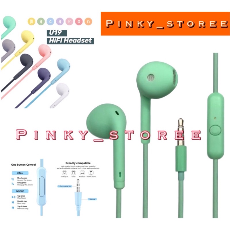 HEADSET / EARPHONE/ HANDSFREE MACARON U19 UNIVERSAL STEREO