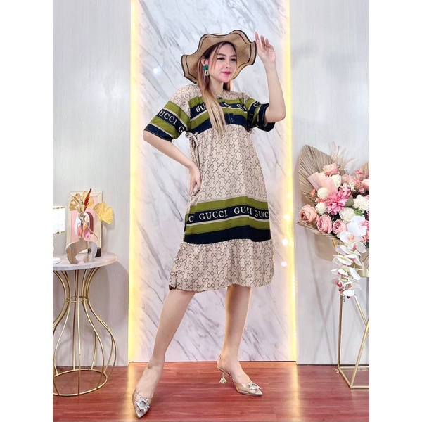 MIDI CIBI MIDI DRESS KEKINIAN MOTIV GUCI