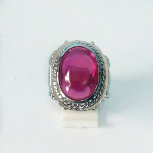 Cincin Permata Merah Rose Kekerasan Batu Diatas 8 Skala Mohs Dengan Ring Tanam Anti Luntur