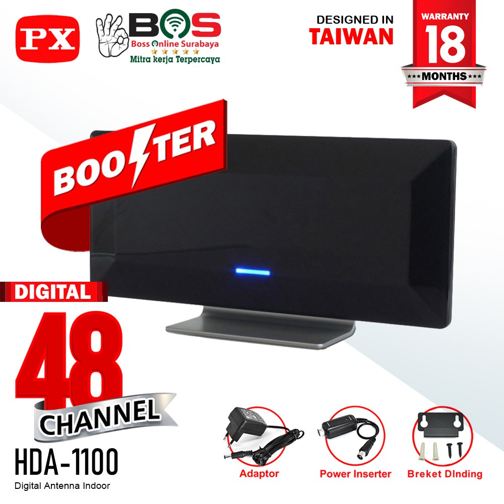 Antena TV Digital Analog PX HDA-1100 Booster Indoor Antenna + Kabel