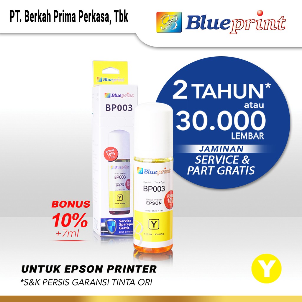 Tinta Epson BLUEPRINT 003 For Printer Epson L1110 L3110 L3150 72ml Yellow -  Kuning