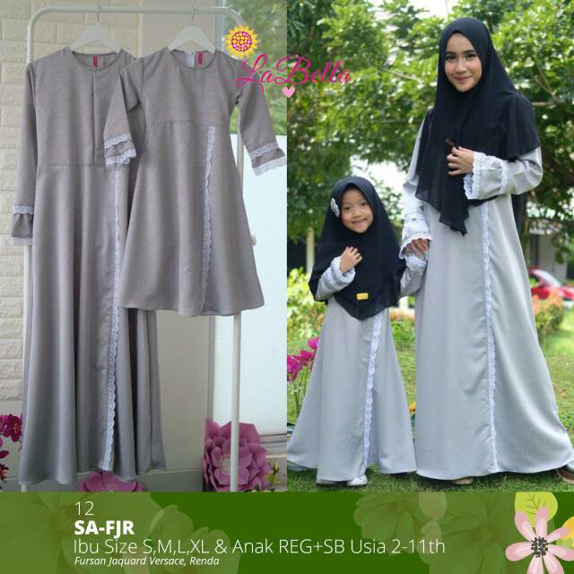 Gamis couple ibu anak labella fursan jaguard versale renda