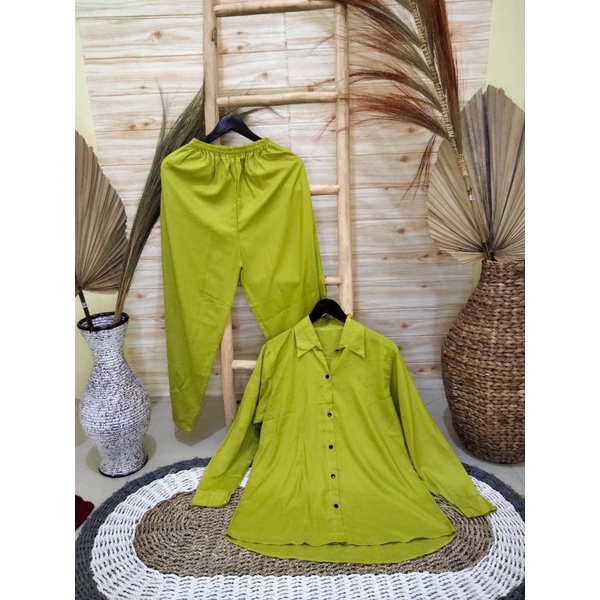 One Set Kemeja Polos Rayon Kekinian