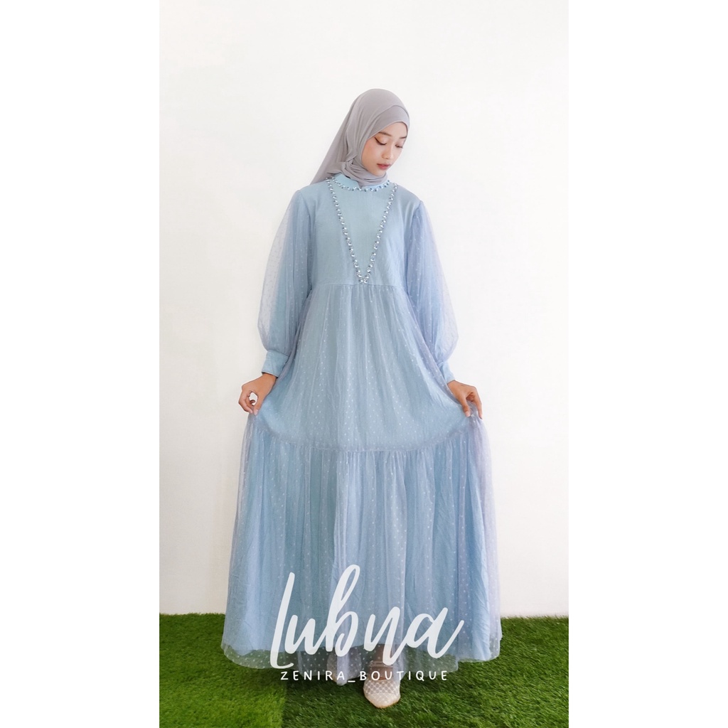 LUBNA GAUN PESTA lengan balon / Full Tulle dot aplikasi payet / baju kondangan / wisuda / bridesmaids / lamaran tersedia couple dan ukuran lengkap