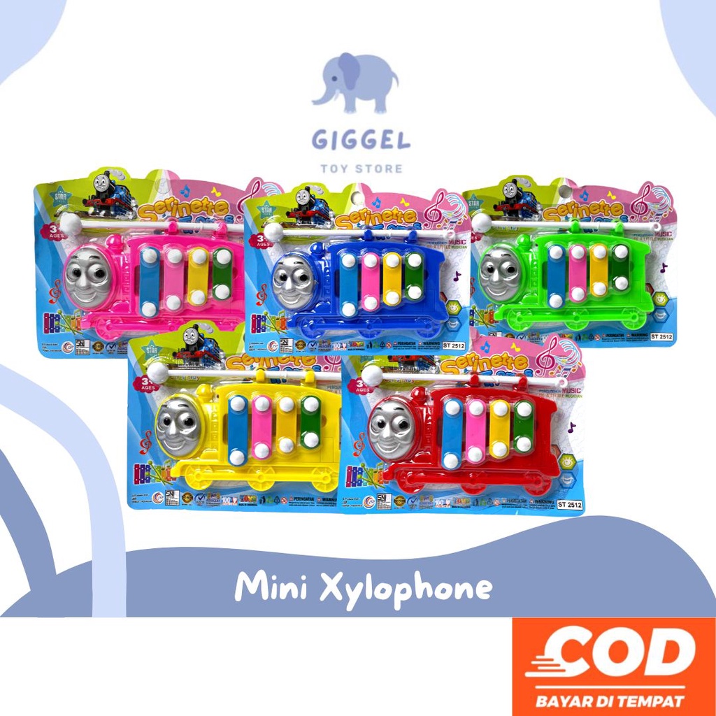 [ Giggel ] Mini Xylophone / Xylopohone karakter Thomas / Mainan alat musik gamblang