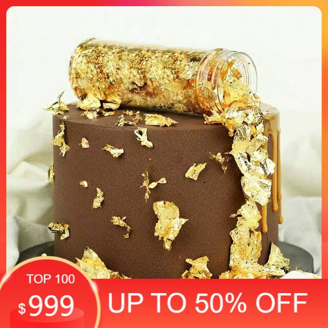

JUMBO Edible gold leaf lusterdust kertas emas edible image silmat alas adonan spuit meja putar 1M