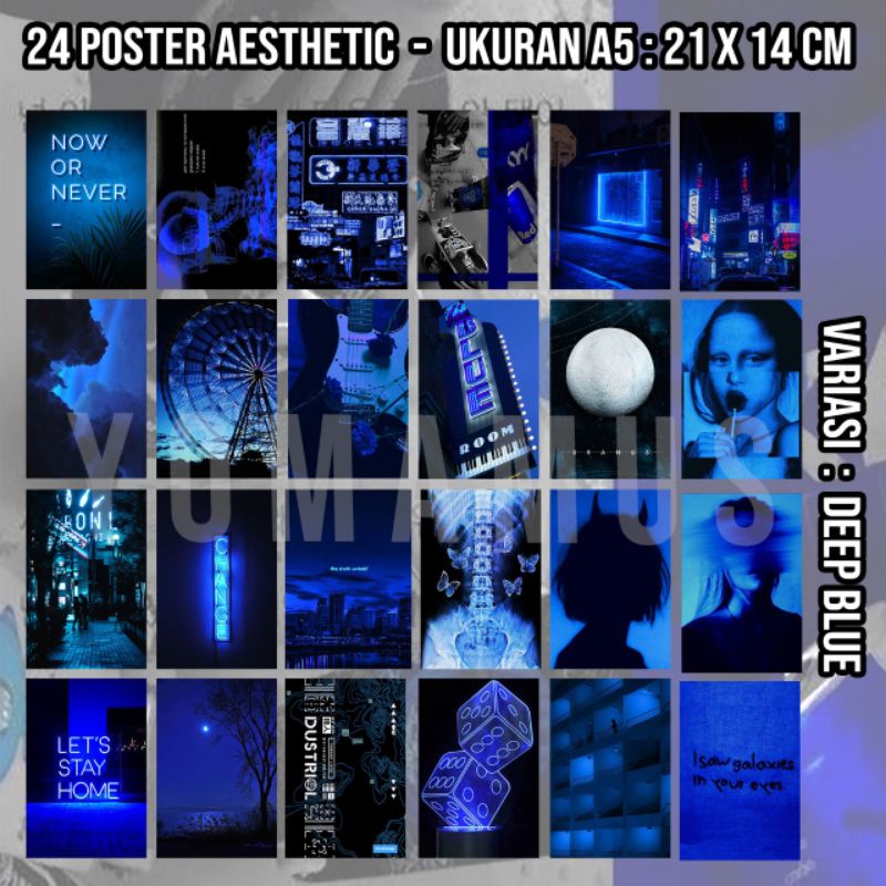 [24 POSTER] COD // POSTER AESTHETIC MURAH // POSTER DINDING KAMAR AESTETIK COWOK CEWEK // POSTER BAND MUSIK // POSTER WALL DECOR PURPLE POSTER / BLACK WHITE / MANGA-24 BLUE