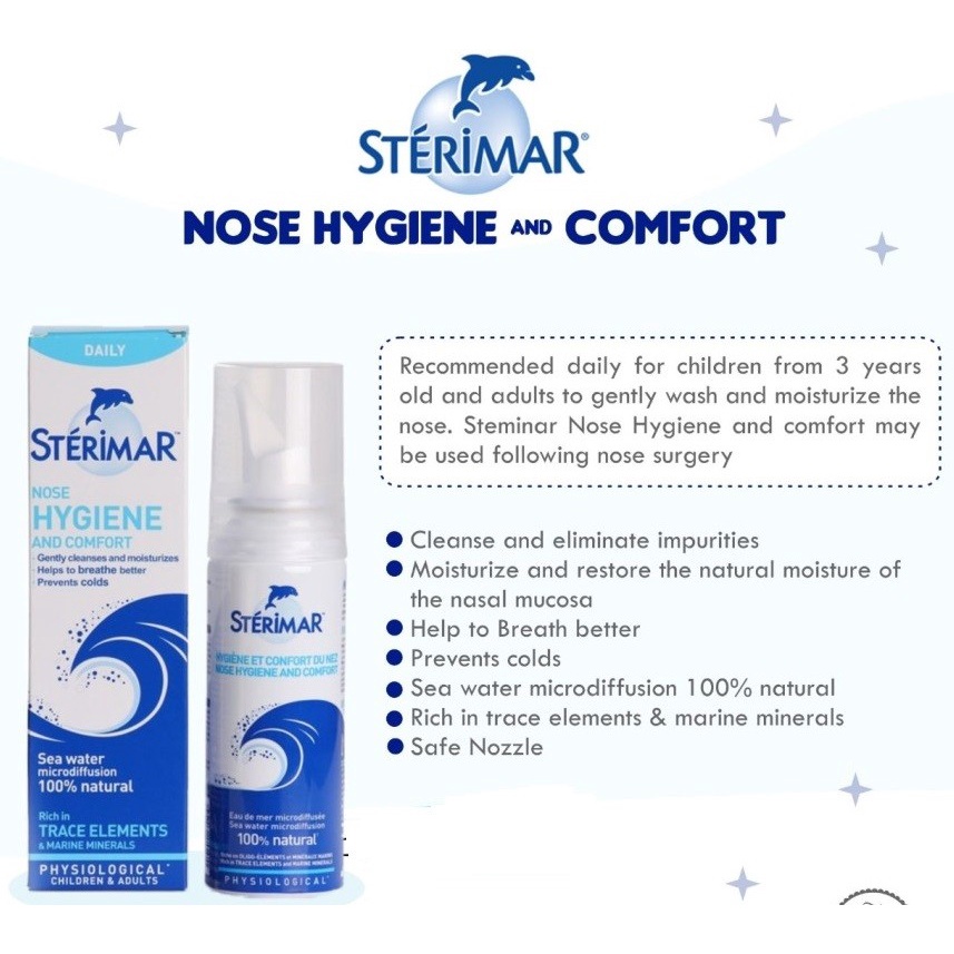 Sterimar Nasal Hygiene Spray pelega hidung tersumbat sinusitis blocked nose efektif untuk covid-Classic 3th+