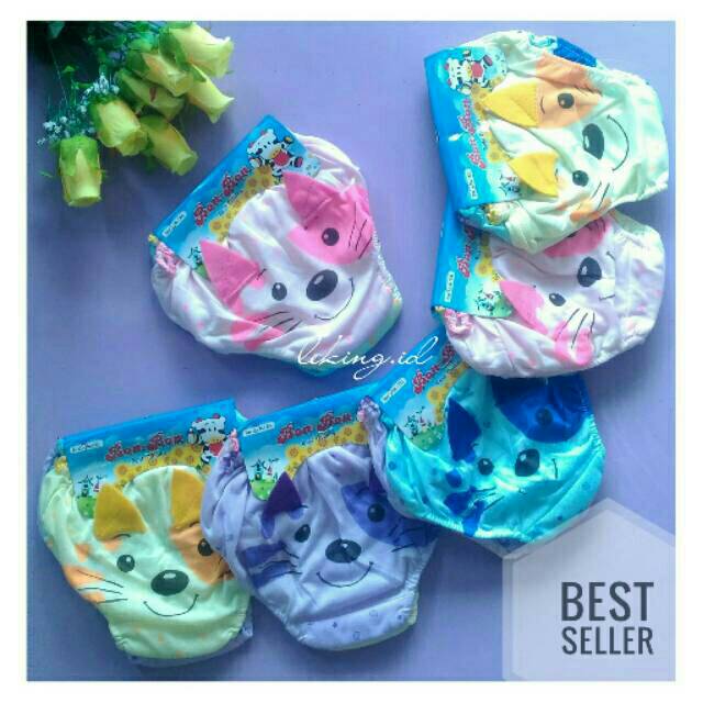 Grosir 12 PCS / 1 Lusin Celana Dalam Anak Kucing Lucu