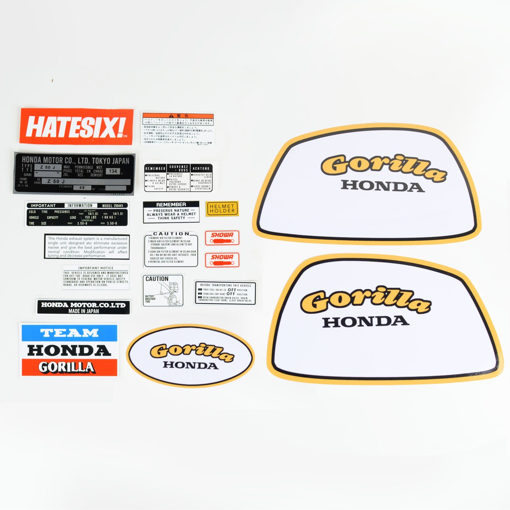 Stiker Decal Honda Z50 Gorilla Yellow White