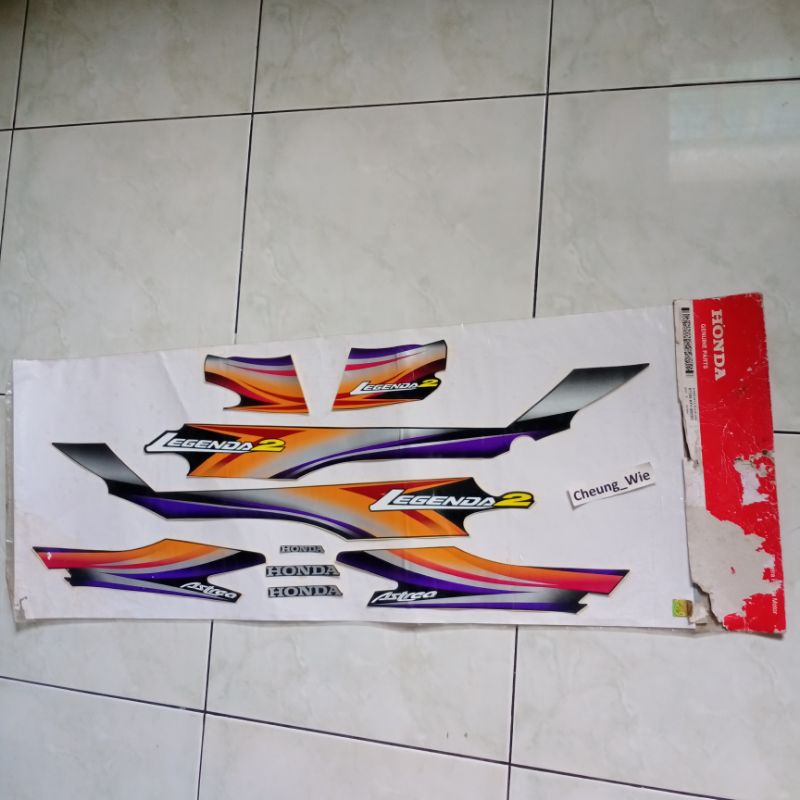 871X0KFVB50ZC Lis Body - Stiker Striping Honda Astrea Legenda 2 Hitam Black Orange Asli ori AHM