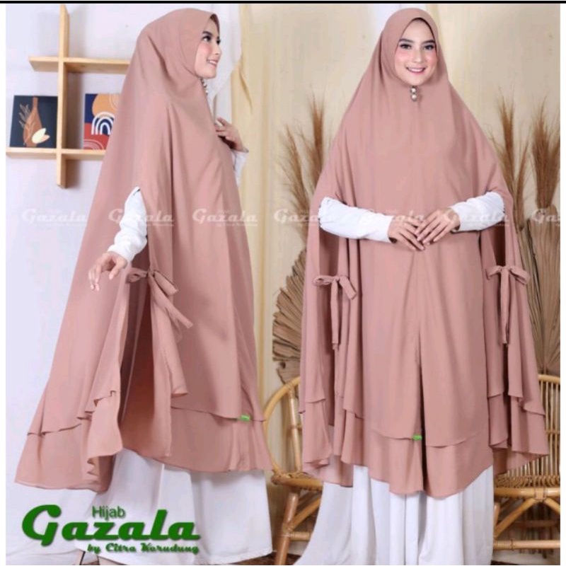 Khimar JUMBO Syar'i Ceruty DOBEL LAYER model Belah Tali Syari Bahan 2 Lapis Layer Ceruty Babydolls P