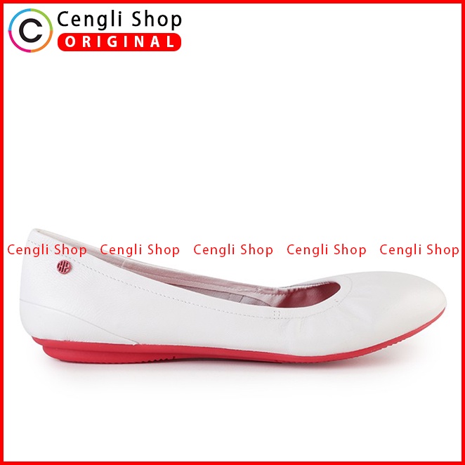 SEPATU FLAT KULIT HUSH PUPPIES WANITA ORIGINAL TERBARU PUTIH HW12