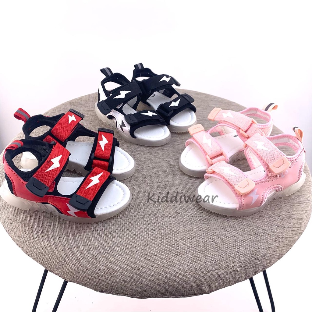 (kiddiwear) Sepatu sandal Led Motif Lighting Thunder Baru / Sepatu Sandal Anak Casual Import Usia 1-5 Tahun MBK42