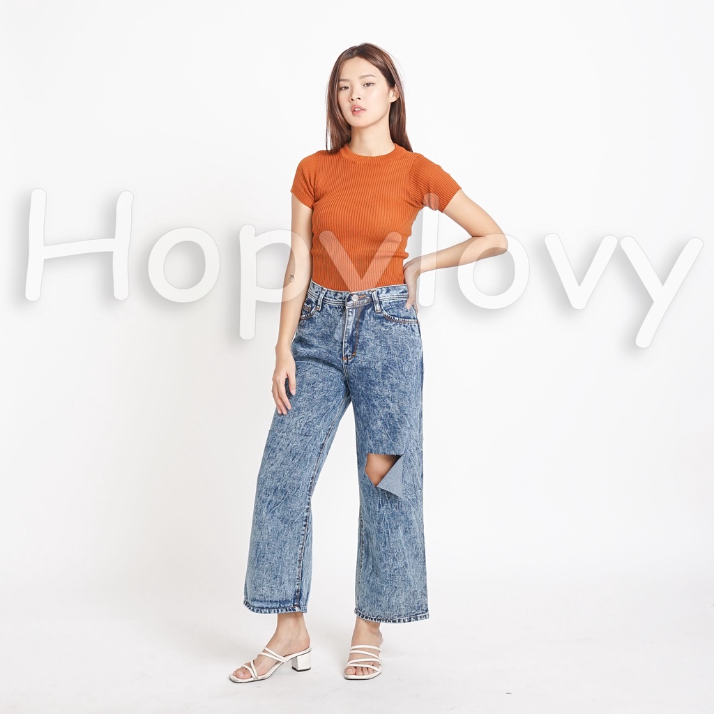 Celana Kulot High Waist Jeans Wanita Sobek | High Waist | Kulot Wanita | Celana Jeans Wanita Berlita