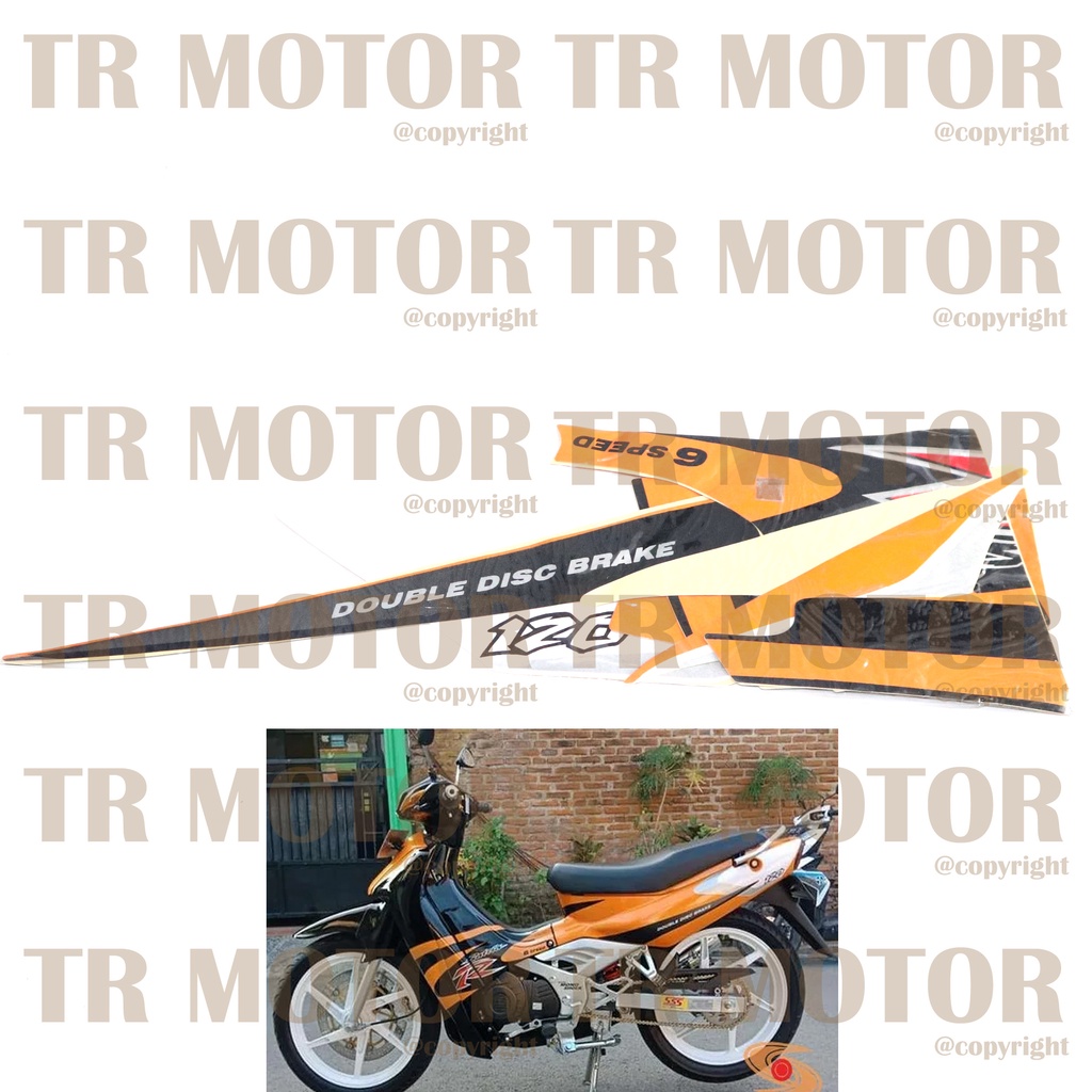 Stiker Motor Satria 2Tak Lumba Kotak Sticker Striping Lis Full Set Motor